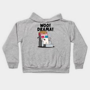 Woo! Drama! Funny popcorn character loves drama! (on light colors) Kids Hoodie